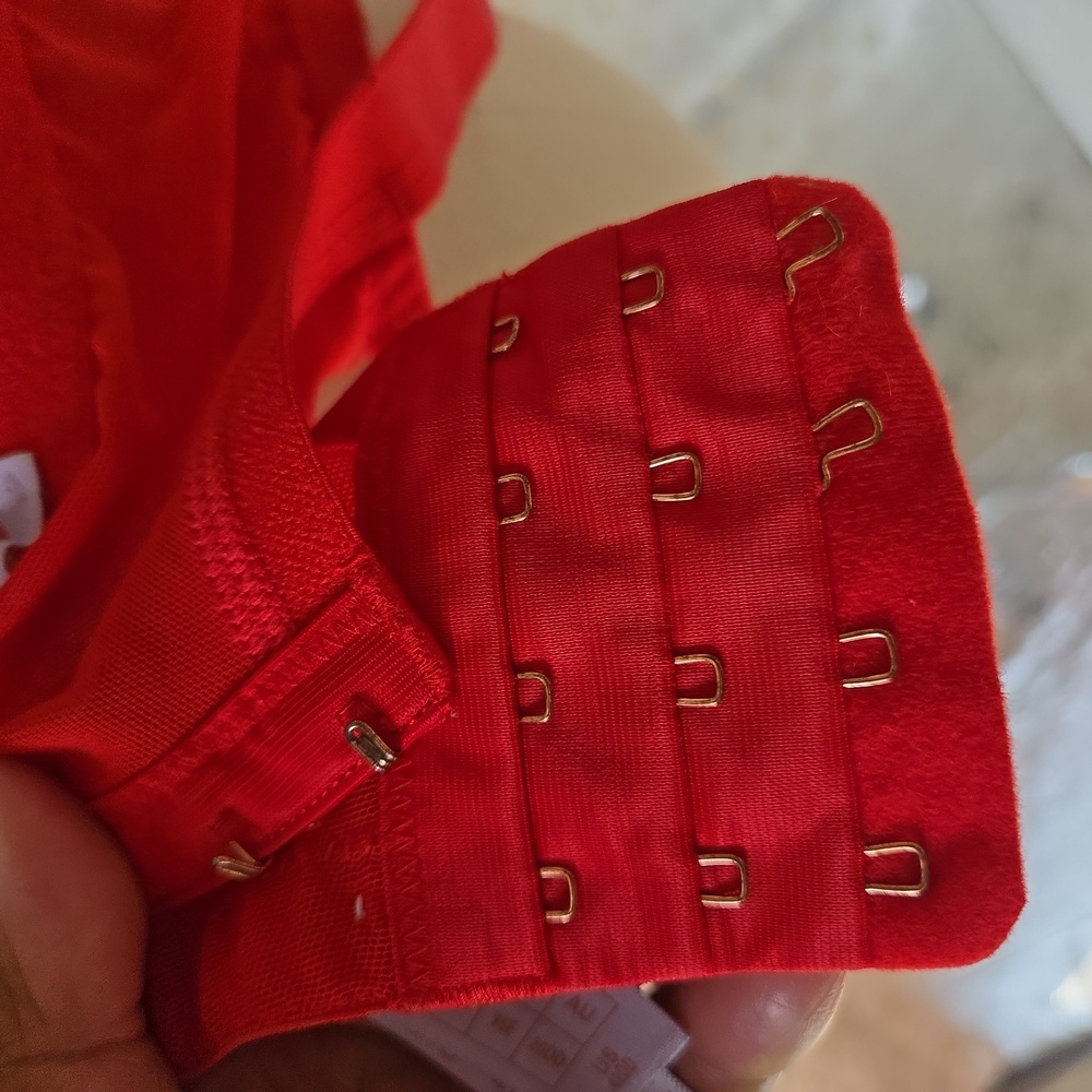 Savage x Fenty Red Lace Cage Demi Cup Bra Size 42DD - Picture 10 of 13